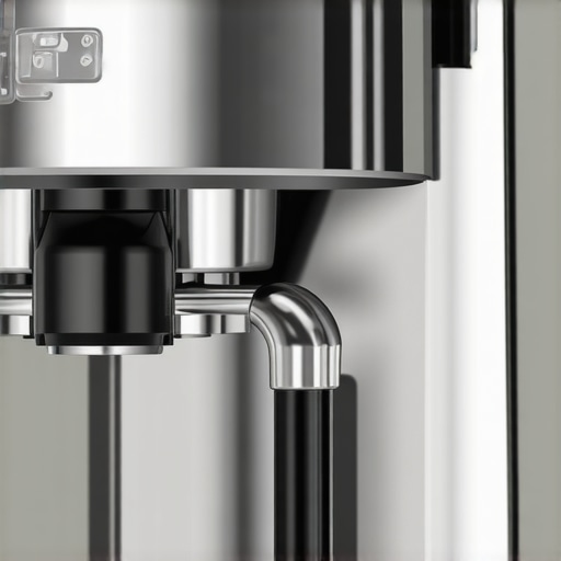 Close-up of a premium super automatic espresso machine with detailed bean grinder and frothing system in a professional kitchen