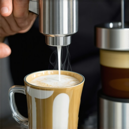 Barista steaming milk to creamy microfoam with steam wand