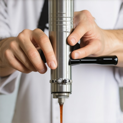 A person carefully aligning the burrs of a coffee grinder to reduce noise.