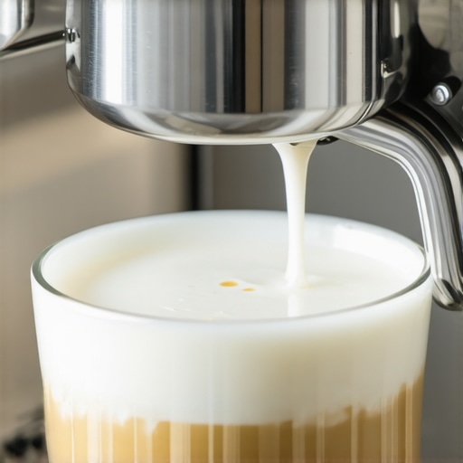 Frothing milk using a super automatic espresso machine with emphasis on nozzle placement and foam texture.