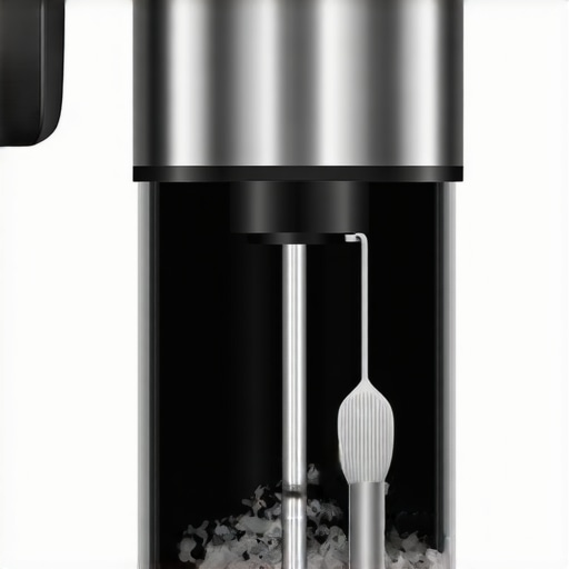 Disassembled Milk Frother with Heating Element Disassembled automatic milk frother showing heating component and cleaning tools