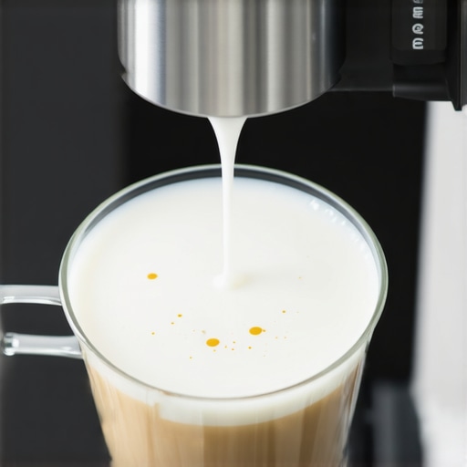 A barista adjusting the temperature of an automatic milk frother for plant-based milk.