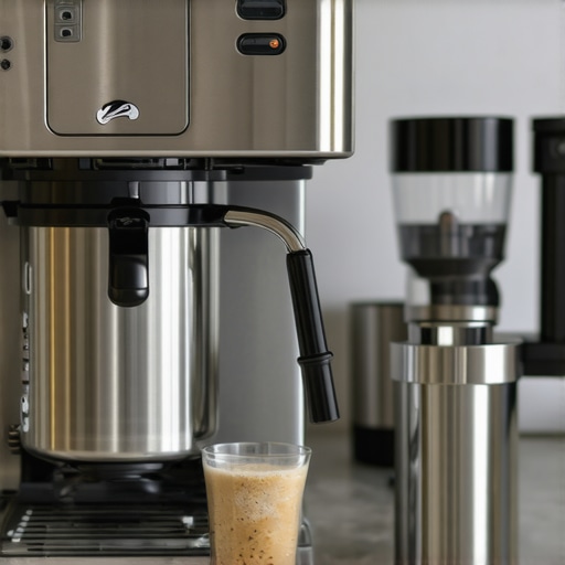 A professional espresso setup with cleaning tools and calibration equipment.